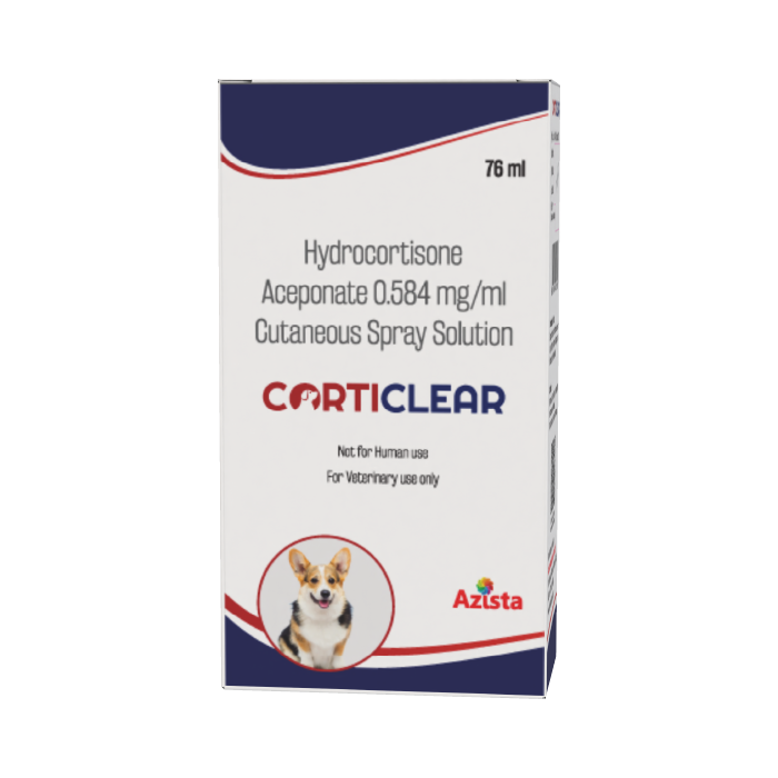 CortiClear 76ml by Azista Vet – veterinary skin spray & infection relief for dogs
