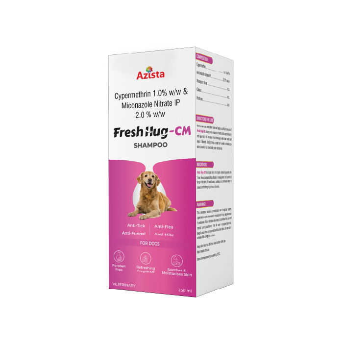 Fresh Hug CM flea and tick shampoo for dogs and puppies – Gentle pest protection and skin care by Azista Vet				
