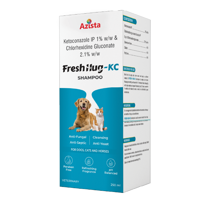 Fresh Hug KC Ketoconazole shampoo for dogs – Antifungal and antibacterial dog shampoo with Chlorhexidine by Azista Vet				
