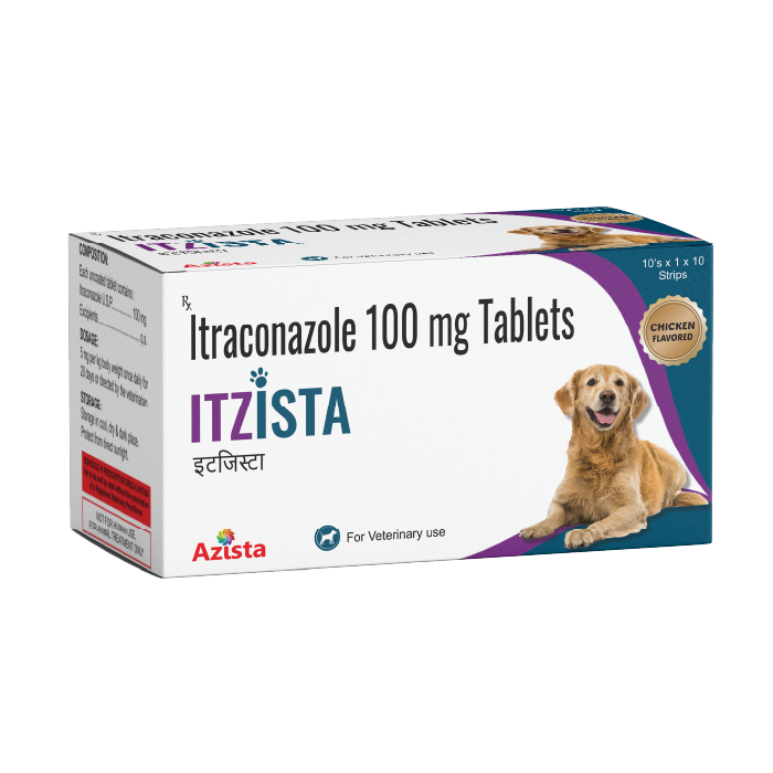 Itzista Itraconazole 100mg tablets for dogs – Azista Vet fungal infection solution				
