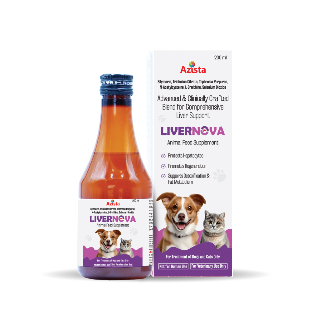 Livernova 200ml liver tonic for dogs and cats – veterinary liver support syrup by Azista Vet				
