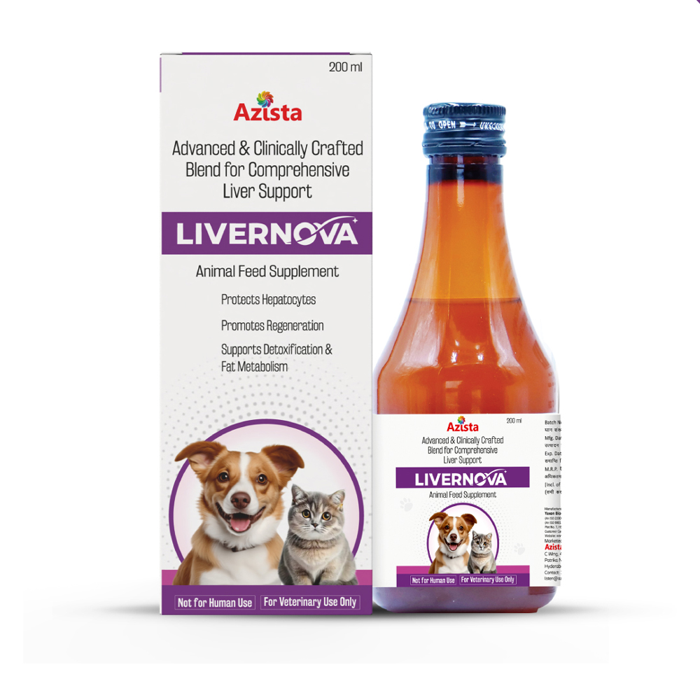 Livernova 200ml liver tonic for dogs and cats – veterinary liver support syrup by Azista Vet				
