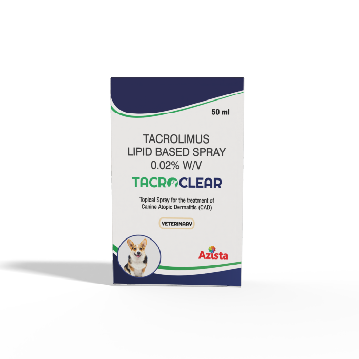 Tacroclear Tacrolimus spray for dogs – Fast relief from itching, redness, and skin conditions by Azista Vet				
