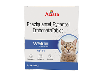 Woki Cat deworming tablets by Azista Vet – tapeworm and roundworm treatment for cats				
